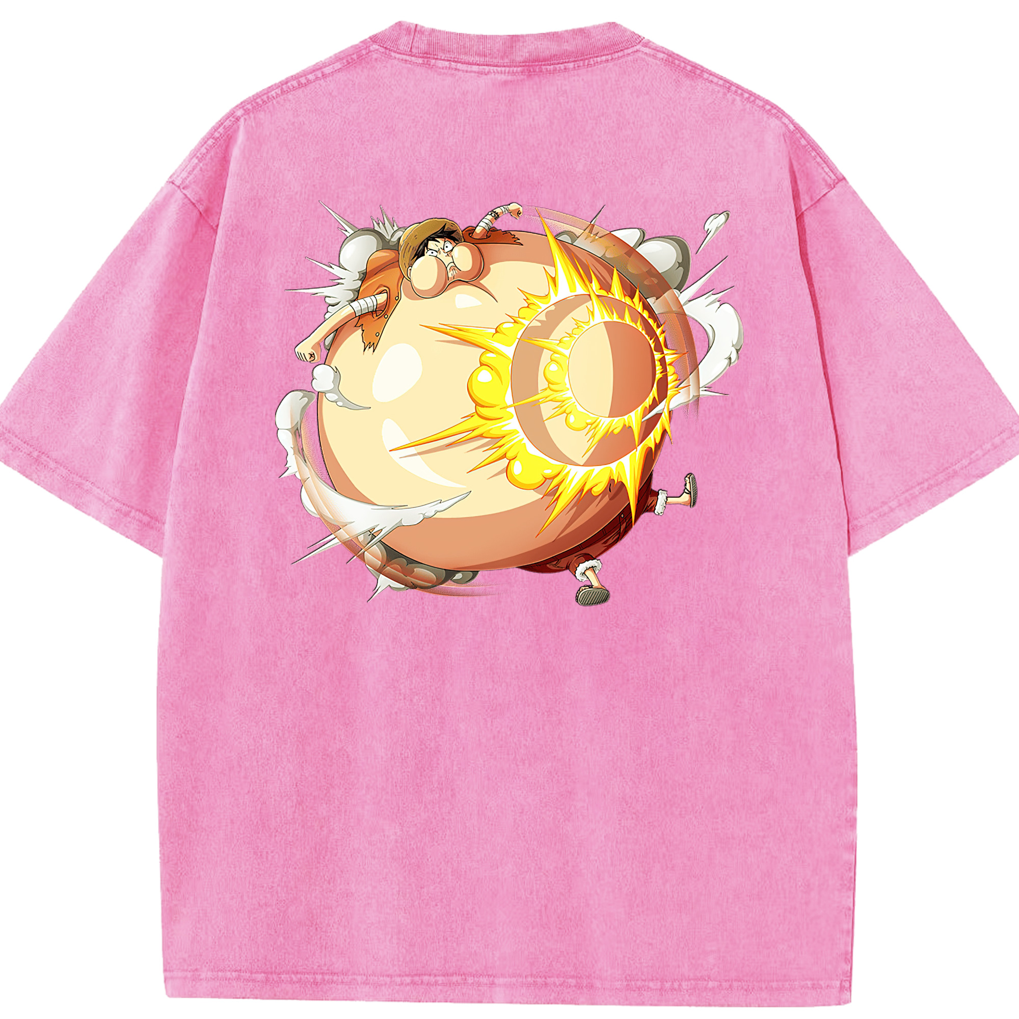 ワンピース モンキー・D・ルフィ ONE PIECE Monkey D. Luffy 綿100% ヴィンテージ風 半袖Tシャツ（背面プリント）